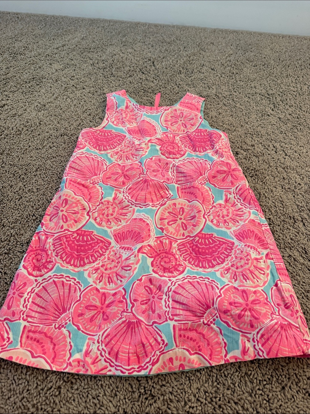 Tommy Bahama Pink Logo on Aqua Lined Dress for Girls